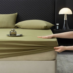 1pc Olive Green Fitted Sheet Eucalyptus Lyocell Fiber Mattress Cover With 360 BandsSilky Bed Linens For twin full queen bed