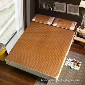 Folding Double-size Bamboo Cooling Mat Set Embroidered