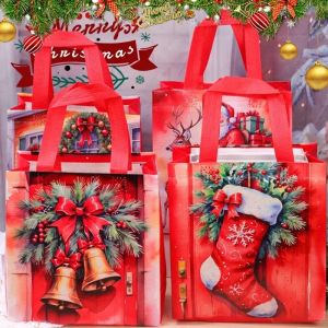 Giáng sinh không vải dệt Túi xách kẹo bánh quy đóng gói quà tặng ông già Noel thả Túi đi mua sắm