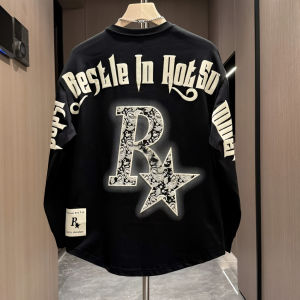 Autumn New Fashion Letter Print Embroidery Sweatshirt Mens Stylish Versatile round Neck Sports Casual Long Sleeve Top