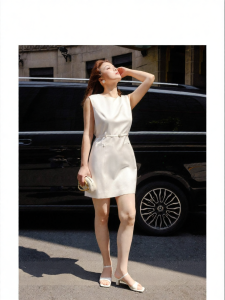 Commuter Youthful Sleeveless Peter Pan Collar Blended Acetate Dress