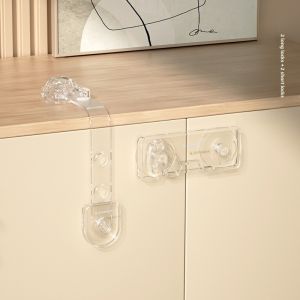 EUDEMON | Child Safety Lock For Cabinet Door Drawer Fixed Buckle Prevent Opening No Punching Required Glass Door Clip Buckle