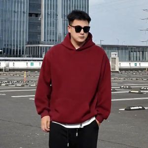 กางเกงกีฬาชายทรงหลวมสไตล์ย้อนยุคแบบอเมริกัน กางเกงขายาวขากว้างสำหรับผู้ชาย ฤดูใบไม้ร่วง 2024 กางเกงขายาวทรงตรงสีพื้น