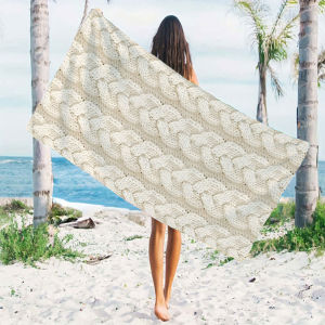 Cream Cable Knit Beach Towels Ultra Lightweight Quick Drying Super Absorbent Summer Essential Fast-Drying Towel for Beach