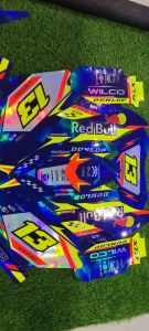 DECAL KLX FULL HOLOGRAM KOMBINASI RED OREN DAN KUNING STABILO DESAIN KEREN BEBAS COSTUM