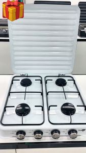 4-Burner Gas Stove Stainless Steel Outdoor Natural/Liquefied Gas Stove With Cover Manual Ignition