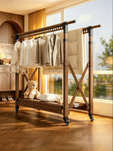 Home Use Vintage Style Adjustable Mobile Folding Clothes Drying Rack