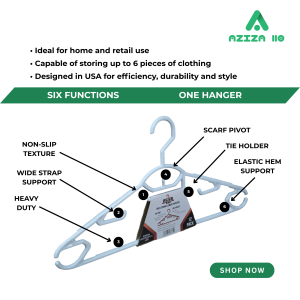 Aziza110 Premium Plastic Smart Clothes Hanger - Anti-Slip Heavy Duty Scarf & Tie Holder Multi-Functional