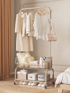 Popular Internet Clothing Rack Clothes Drying Rack Cream Style Floor Standing Bedroom Mobile Storage Organization Metal Coat Hanger