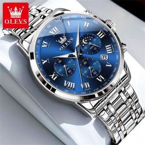 OLEVS นาฬิกาข้อมือแฟชั่น ผู้ชาย กันน้ำ สายสแตนเลส 100%ใหม่ กันลด 15,000 ชม กันลด 1 รายวัน มัลติฟังก์ชั่น luminous นาฬิกา ผู้ชาย