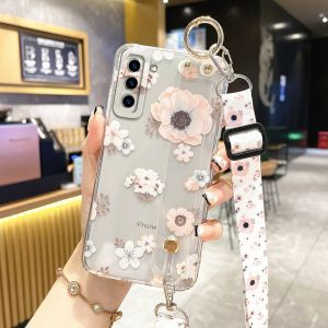 Silicone Protective Case for Samsung Galaxy S23 S24 S25 S26 Womens Style Crossbody Lanyard Anti-fall Full Cover Transparent