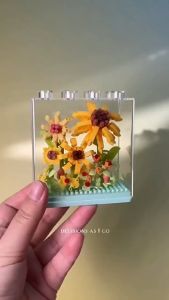 Block Flower Bricks Sudah Termasuk Kotak Akrilik Dream Flower Box Mainan Balok Susun Bunga Puzzle