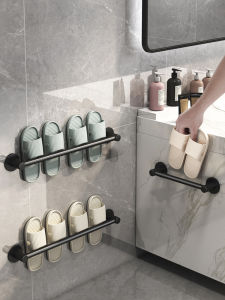 Bathroom Slipper Rack Wall Mounted No Drilling Bathroom Wall Toilet Shoes Drainage Rack Storage Genius Organizer Shelf