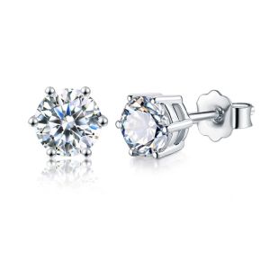 GRA 0.5ct-2ct D Color Certified Moissanite Stud Earrings Lab Created Diamond 925 Sterling Silver Gold Plated Wedding Jewelry