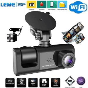 LEME Dash Camera For Car: 3 Cameras DVR Driving Car Dashcam Night Vision Wide Angle Car DashCam