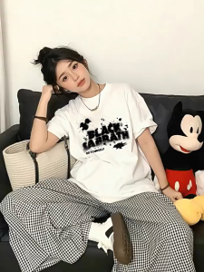 Kaos Wanita Katun Trendi Motif Huruf Korsel - COD Diskon 50% Gratis Ongkir Pengiriman Cepat 24 Jam