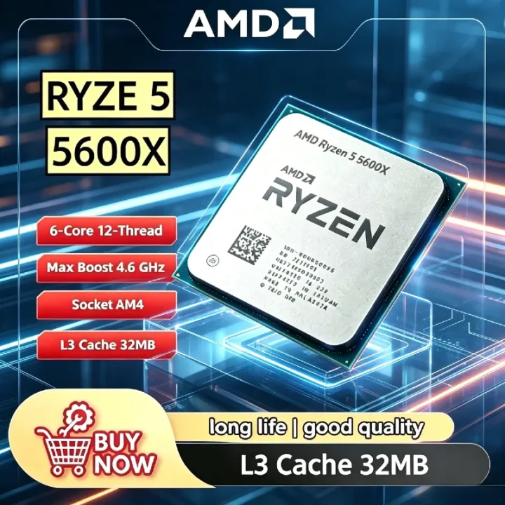 AMD | AMD Ryzen 5 5600 6-Core 12-Thread CPU 3.5GHz Main Frequency 65W Low Power AM4 Desktop Processor