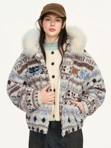 RickyisClown | Áo Khoác Lông Cừu Floral Fair Isle Dày