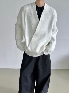 Loose Mens Knitted Sweater Fall Winter New Style Casual V-Neck Long Sleeve Button Decoration Comfortable Lazy Style Coat