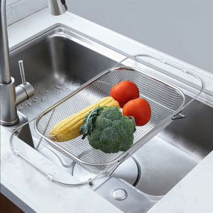 Vegetables Strainer Basket Stainless Steel Expandable Over Sink Colander Basket Colander with Fine Mesh Fruits Strainer Basket