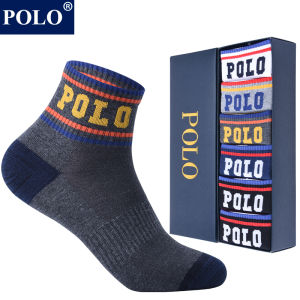 ถุงเท้าโปโลผู้ชายครึ่งแข้งคอตตอนผ้าตาข่ายระบายอากาศได้ดีถุงเท้าผู้ชายแบบบางแฟชั่นใส่ช่วงฤดูใบไม้ผลิและฤดูร้อนถุงเท้าข้อสั้นใส่เล่นกีฬา POLO
