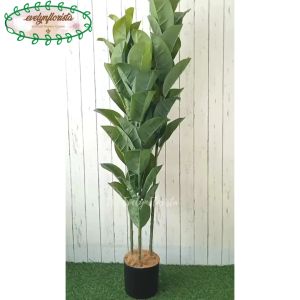 Pohon Daun Karet T150 Latex Artificial Pot Plastik Tanaman Hias Pajangan Ruang Tamu Aesthetic