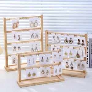 Giá Trưng Bày Đồ Trang Sức Bằng Gỗ Có Móc Kim Loại Kiểu Dáng Chữ L Phong Cách Đồng Quê Dùng Để Trưng Bày Bông Tai Dành Cho Cửa Hàng Triển Lãm Vật Dụng Sắp Xếp Trên Bàn.