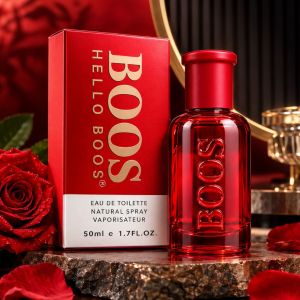 BOOS Perfume Eau de Natural Spray Vaporisateur 50ml Red Perfume Bottle with Box and Rose