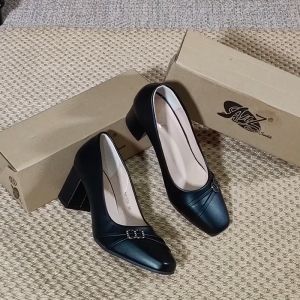 Fashion Block Chunky Style School Office Casual Leather Heels Sandals for Women KH