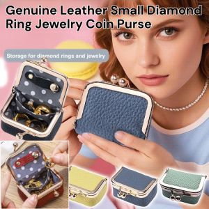 Genuine Leather Small Diamond Ring Jewelry Coin Purse Mini Ring Necklace Earrings Bags Clip Card Lipstick Bags Card Holder