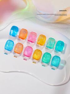 1-6pcs PSK 2025 ฤดูใบไม้ผลิและฤดูร้อน Dopamine น้ําแข็งโปร่งใสเล็บ Sweet Candy แก้วเคลือบเจลเล็บเล็บอุปกรณ์