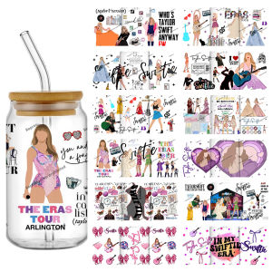 Popular POP Female Singer The Eras Tour 16oz UV DTF 3D Sticker Fashion Decals Waterproof Wraps Glass Can Cups Creative Craft DIY