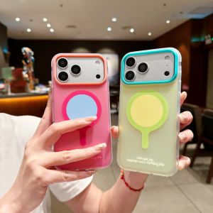 Macaron Matte Magnetic Phone Case for iPhone 13 14 15 16 17 Pro Max 18 Pro Max Cute Paddle Pattern Cover Compatible MagSafe Wireless Charging Shockproof Protective Casing