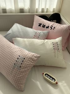 Creative Towel Embroidery Washed Cotton Pillowcase 48*74cm Universal Single Double Person Pillow Cover Skin Friendly