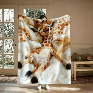 Furry Giraffe Ultra-Soft Fluffy Flannel Blanket Super Cozy Lightweight Bed Blanket for Halloween Sofa Bed Christmas