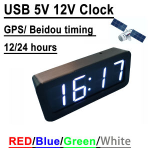 DC 5V 12V USB CAR Clock GPS Beidou Automatic Timing  CLOCK 12/24 Hours Electronic Clock LED Digital TIME Display Desktop Watch