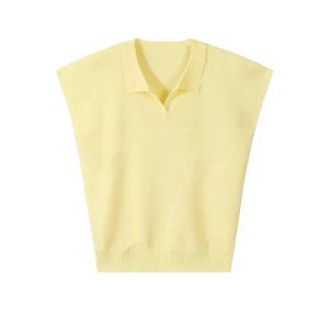 YUEZHONGWEI | Blue Slim Fit Knitted Short Sleeve T-Shirt With Half Zipper Collar For Women Summer New Style Commute Style Korean Version Polo Shirt Top