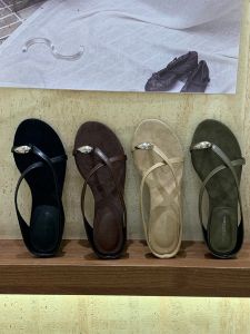 Thick Heel Nude Toe Loop Slide Sandals for Summer Wear