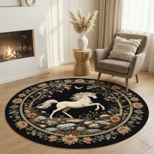Circular Carpet Horse Rug Wild Style Home Decor Decoration Living Room Sofa Mat Bedroom Gaming Room Mat