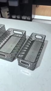 Kotak Penyimpanan Akrilik Multiguna dengan Motif Anyaman yang Cantik Transparan Mewah Modis - Kotak Penyimpanan Kosmetik Desktop/Kotak Penyimpanan Makanan Ringan/Wadah Buah