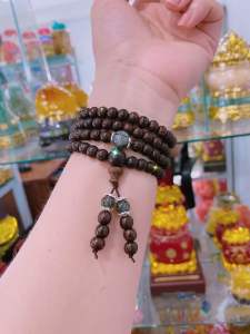 Vòng quấn tay gỗ trầm hương mic viên đá David theo mệnh