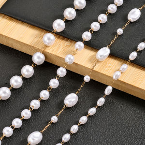 ใหม่โซ่สแตนเลสโซ่มุกเทียมเครื่องประดับสร้อยคอ Diy สร้อยข้อมือต่างหูโซ่ทองประณีต