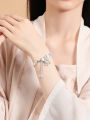 999 Pure Silver Half Bracelet Lock Charm Women's Bracelet Creative Gift Box Birthday Present for Mom Girlfriend Silver Color. 
