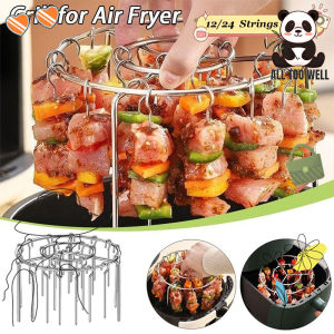 Air Fryer Grill Stainless Steel with Grilled Skewers Barbecue Grill Portable Round Hanging Skewers Rack for Home Kitchen
