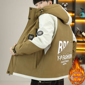 แจ็คเก็ตหนังสือพิมพ์หนาสำหรับผู้ชายฤดูหนาว แจ็คเก็ตขนแกะหนา แจ็คเก็ตมีฮู้ดสำหรับเยาวชน แจ็คเก็ตสีแดง แจ็คเก็ตฤดูหนาวใหม่ 2024 แจ็คเก็ตสตรีทสไตล์