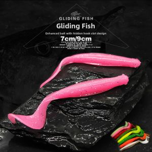Hot Road Lure Gliding Fish Rolled Tail Lure Soft Bait Fishing Soft Worm 9 Cm7cm Jig Hook Texas Fishing Set