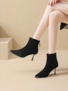Josiny | Pointed Heel French Faux Fur Lined Boots