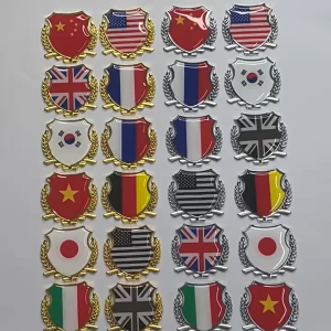 Miếng dán logo kim loại huy hiệu viền bông lúa hình lá cờ nước Ý - ITALY – dán trang trí ôtô xe máy laptop