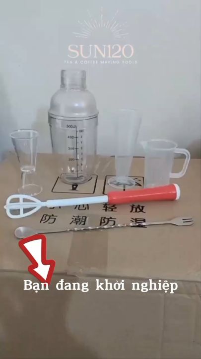 Bộ dụng cụ pha cafe take-away 6 món KN06 – bộ lắc pha cafe mang đi cho các bạn khởi nghiệp