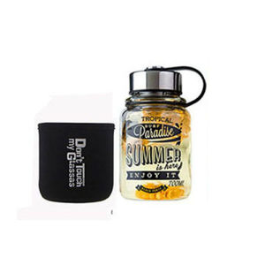 Large Capacity Handheld Glass Cup with Cup Holder High Borosilicate Heat Resistant Convenient Outdoor Glass Water Cup